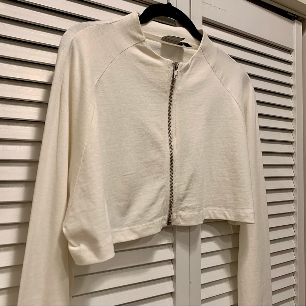 ASOS Cropped Zip Shirt - Off-White